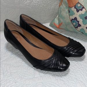 Clark’s Artisan Leather Wedge Black Shoes Sz 12